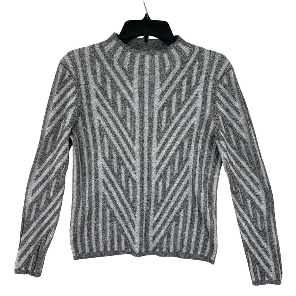 Truth by Republic Gray‎ Geometric Chevron Mock Neck Sweater L